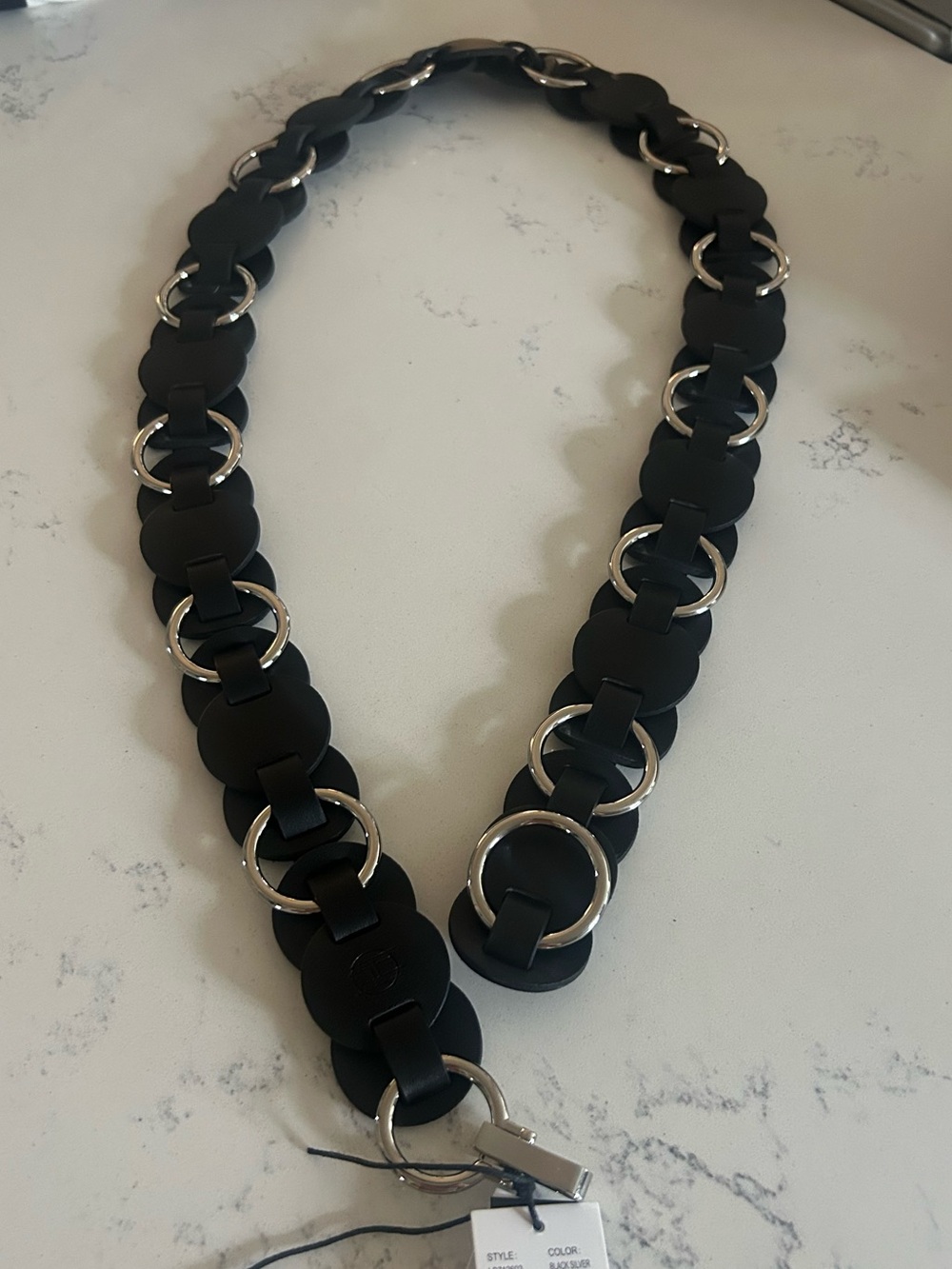 House of Harlow 1960 Black Matte Disc Belt with Silver Rings